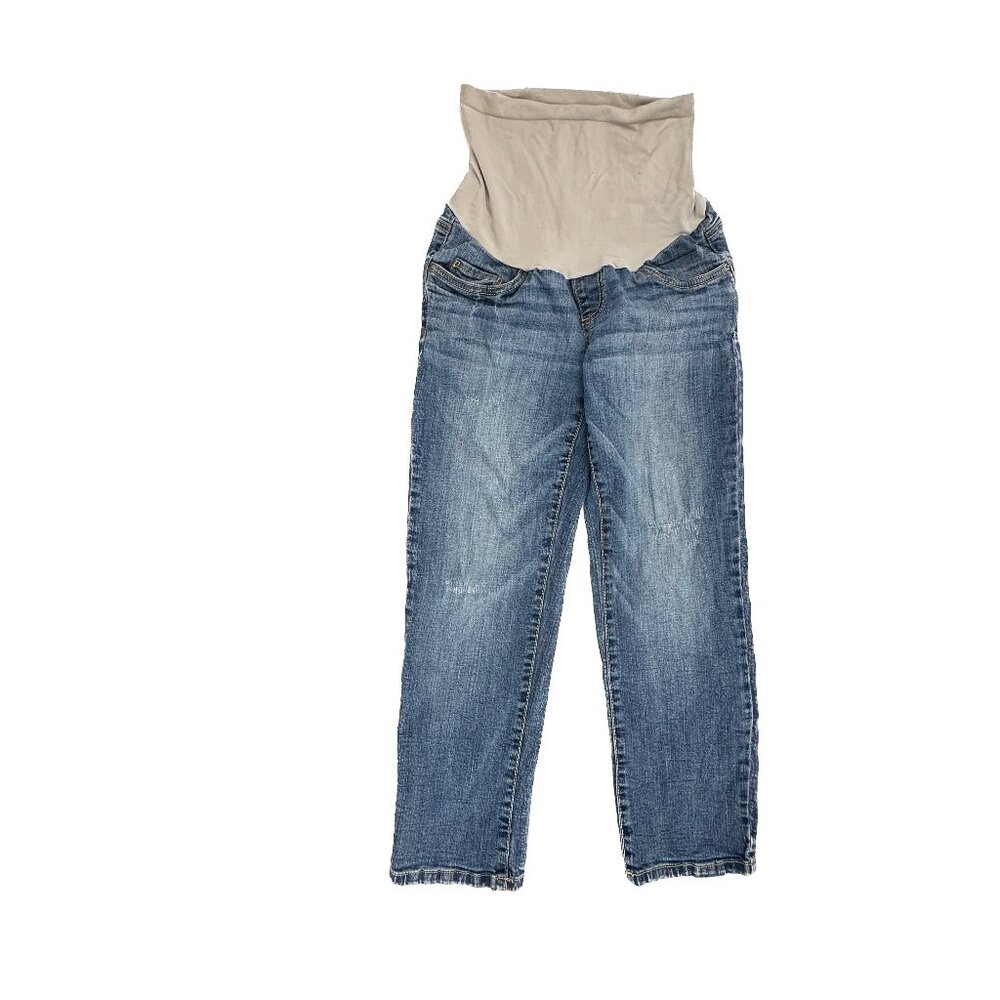 Oh Baby by Motherhood Distressed Crop Women's size S Small Dark Blue Denim Jeans